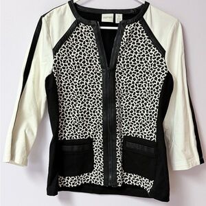 Chico’s Zenergy Women's Black and White Animal Print Top